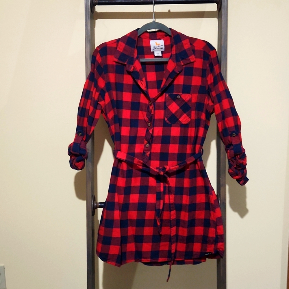 Plaid button up dress